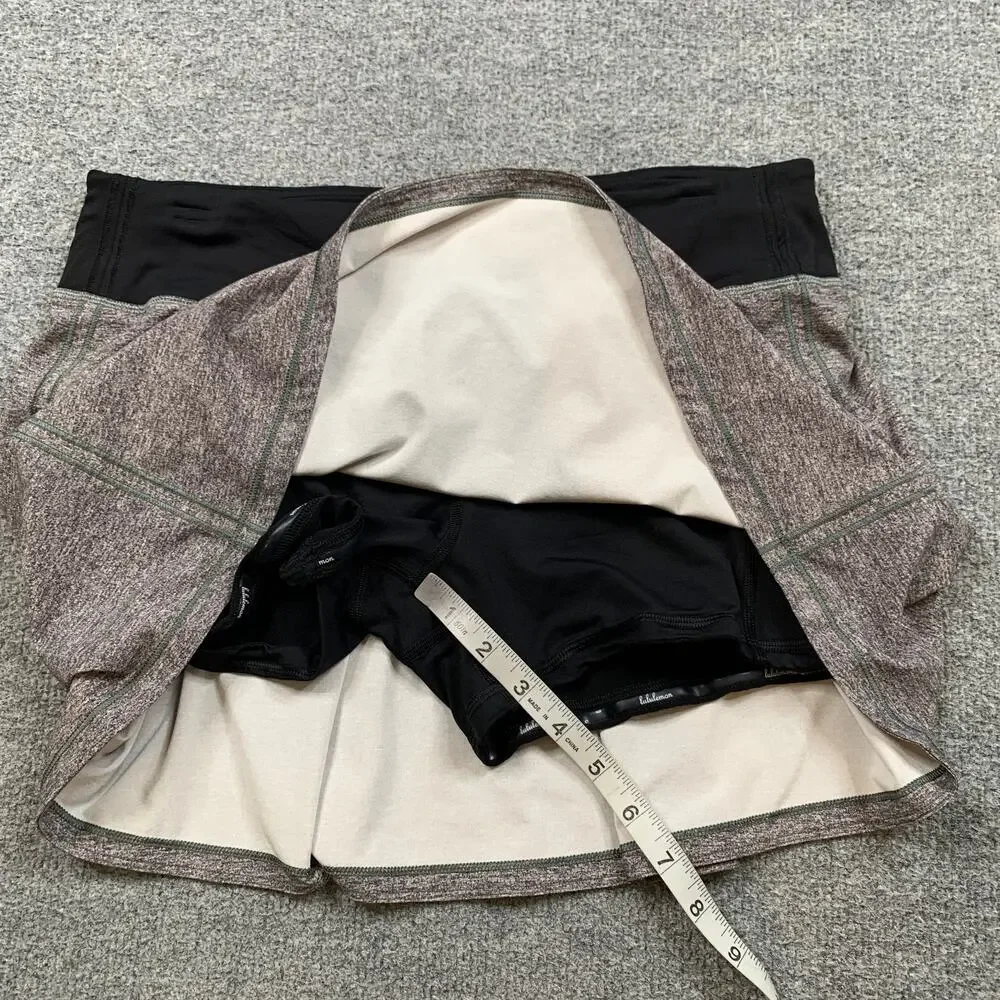 Lululemon Skort Womens 8 Grey Black Pace Rival A Line Running Tennis Pull On